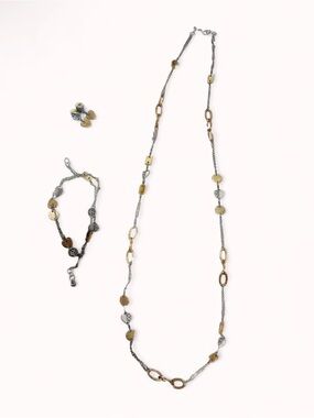 Brighton Two-Tone Silver and Gold Link Necklace Set